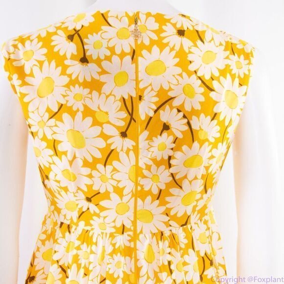 NWT kate spade Kate Daisy Vineyard Midi Cotton Dress, Yellow - Picture 12 of 16